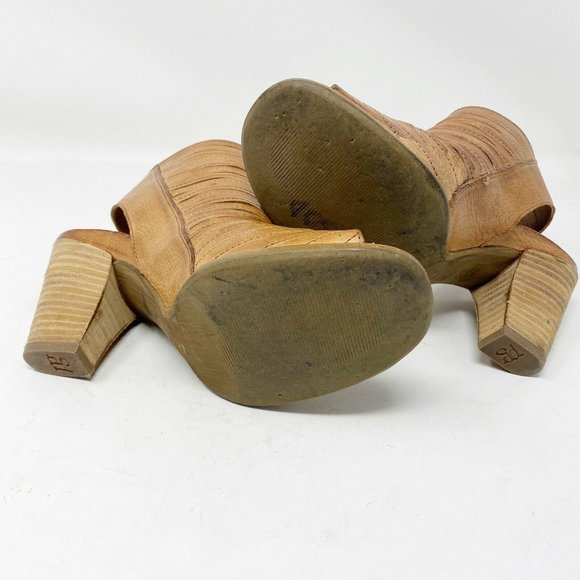 Paul Green Cayanne Leather Cut Out Booties US 7 Brown Peep Toe UK 4.5 - Picture 7 of 10